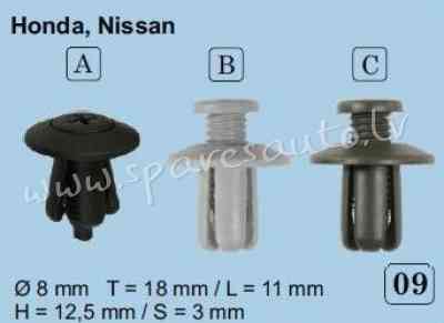 09A - OEM kodas  Hyundai 0G03250037A, KIA 0G03250037A Honda, Nissan, GM, Seat, Fiat Ø 8 - Plastmasas Rīga