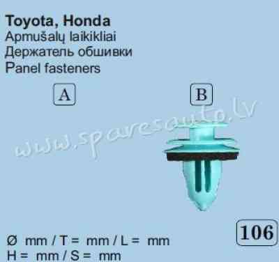 106A - Toyota, Honda Ø 8,5 - Plastmasas Turētāji - UNSORTED PLASTMASAS TURĒTĀJS Rīga