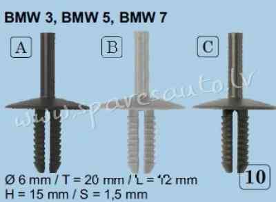 10A - 51111944537 BMW 3, BMW 5, BMW 7 Ø 6 - Plastmasas Turētāji - UNSORTED PLASTMASAS TURĒTĀJS Rīga