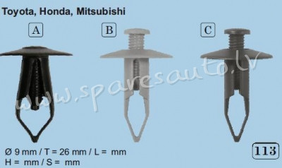 113A - Toyota, Honda, Mitusbishi Ø 9 - Plastmasas Turētāji - UNSORTED PLASTMASAS TURĒTĀJS Рига - изображение 1