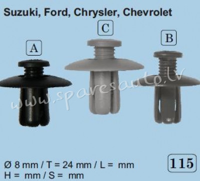 115A - Suzuki, Ford, Chrysler, Chevrolet Ø 8 - Plastmasas Turētāji - UNSORTED PLASTMASAS TURĒTĀJS Рига - изображение 1