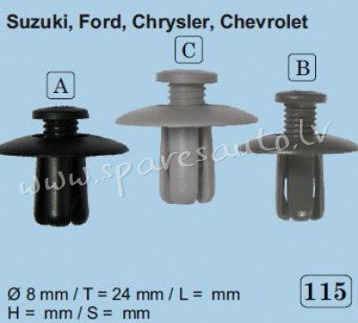 115B - Suzuki, Ford, Chrysler, Chevrolet Ø 8 - Plastmasas Turētāji - UNSORTED PLASTMASAS TURĒTĀJS Рига - изображение 1