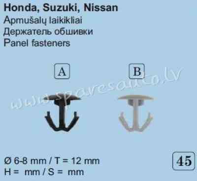 45A - Honda, Suzuki, Nissan Ø 6 - 8 - Plastmasas Turētāji - UNSORTED PLASTMASAS TURĒTĀJS Rīga