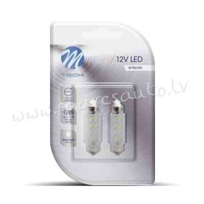 LB024R - Blister 2x LED C5W 41mm 8LED 3mm red - Gaismas Diožu - UNSORTED LED BULBS Рига