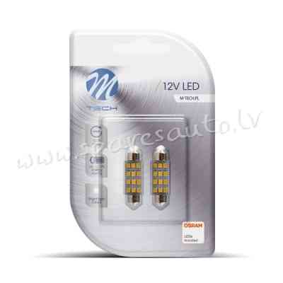 LB030W - M-TECH Blister 2x LED L030 - C5W 41mm 12xSMD2835 White - Gaismas Diožu - UNSORTED LED BULBS Рига