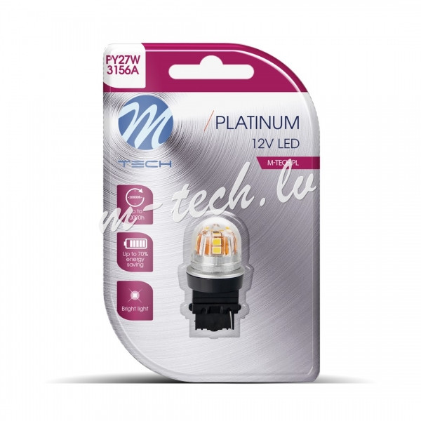 LB830Y-01B - Blister 1x Diode LED M-TECH Platinum PY27W 15x2835SMD 12-24V CANBUS. Amber Rīga - foto 1