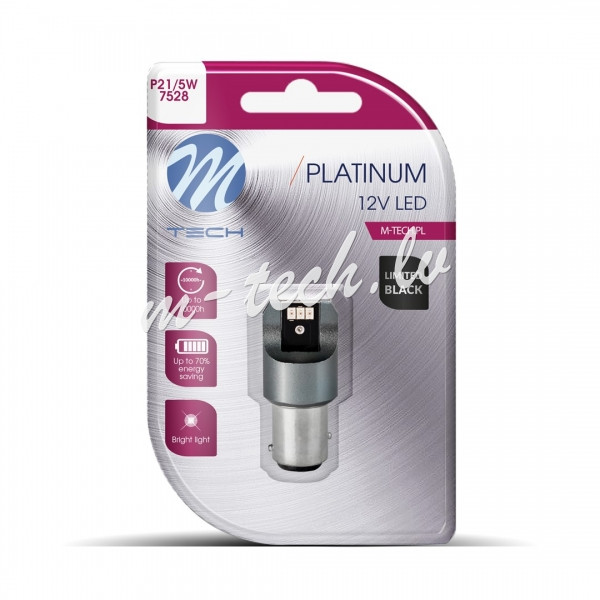 LB843R-01B - Blister 1x Diode LED M-TECH Platinum Limited Black P21/5W 6x3020SMD 12-24V CANBUS. Red Rīga - foto 1