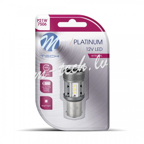 LB851W-01B - Blister 1x Diode LED M-TECH Platinum 1156 P21W 12x3030SMD 12-24V CANBUS. White Rīga - foto 1