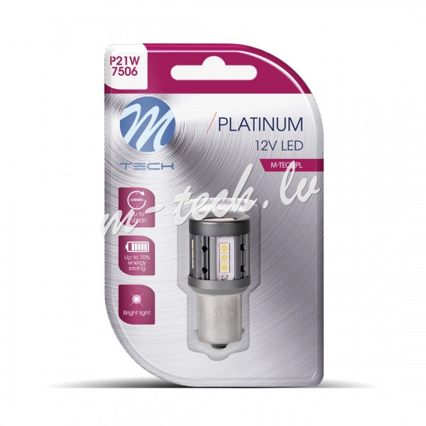 LB861W-01B - Blister 1x Diode LED M-TECH Platinum 1156 BA15s P21W 15x3030SMD 12-24V CANBUS. White Rīga - foto 1