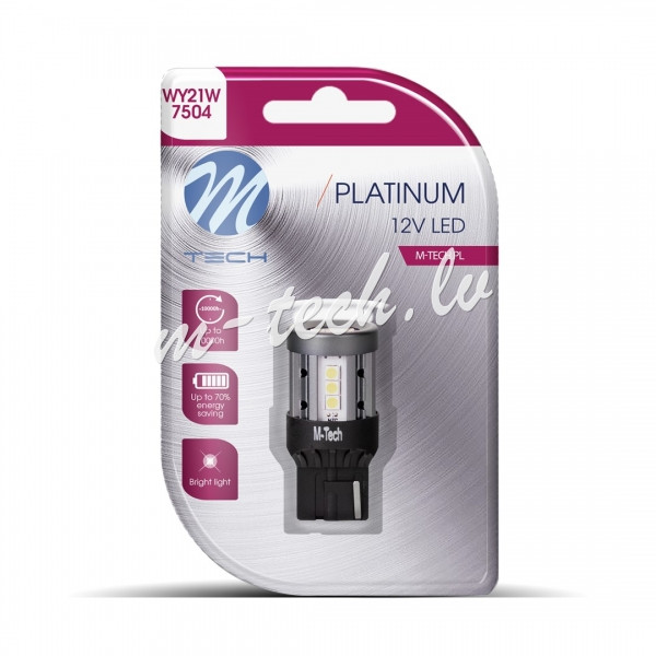 LB864W-01B - Blister 1x Diode LED M-TECH Platinum T20 7440 W21W 15x3030SMD 12-24V CANBUS. White Rīga - foto 1