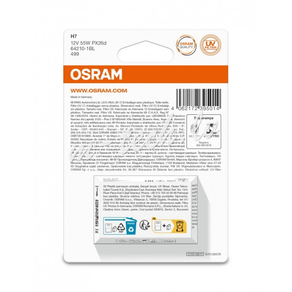 O64210-1BL - OSRAM ORIGINAL 64210-1BL H7 PX26d 12V 55W Rīga - foto 1