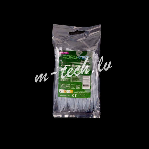 CTW-3X100 - ROAD-TEQ Nylon Cable Ties. size: 2.5x100mm. 100 pcs. white. Rīga - foto 1