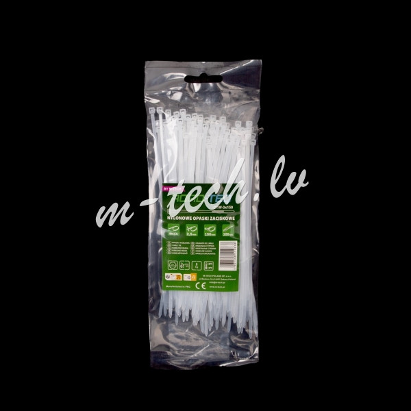CTW-3X150 - ROAD-TEQ Nylon Cable Ties. size: 2.5x150mm. 100 pcs. white. Rīga - foto 1