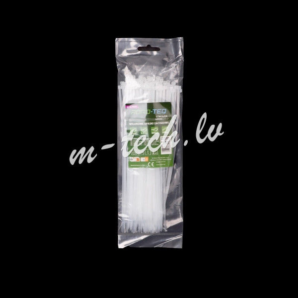 CTW-3X200 - ROAD-TEQ Nylon Cable Ties. size: 2.5x200mm. 100 pcs. white. Rīga - foto 1
