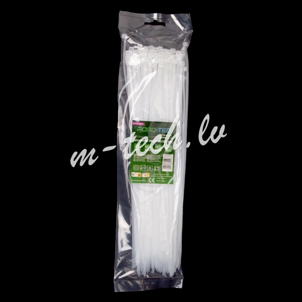 CTW-4X300 - ROAD-TEQ Nylon Cable Ties. size: 3.6x300mm. 100 pcs. white. Rīga - foto 1