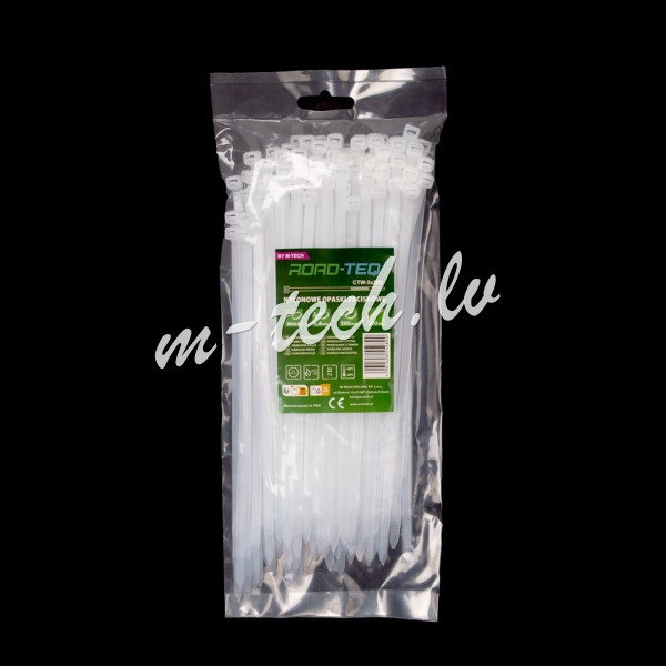 CTW-5X200 - ROAD-TEQ Nylon Cable Ties. size: 4.8x200mm. 100 pcs. white. Rīga - foto 1