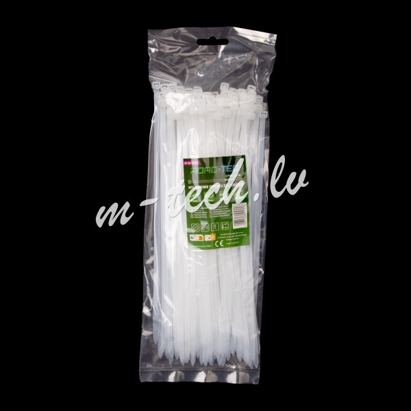 CTW-5X250 - ROAD-TEQ Nylon Cable Ties. size: 4.8x250mm. 100 pcs. white. Rīga - foto 1