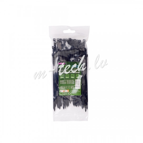 CTB-4X150 - ROAD-TEQ Nylon Cable Ties. size: 3.6x150mm. 100 pcs. black. Rīga - foto 1