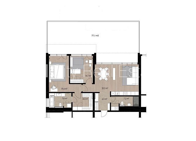 Renovēta māja, luksuss apartamenti , mansards, ir lifts, guļamistabu skaits 2 gab., viesistaba, Rīga - foto 12