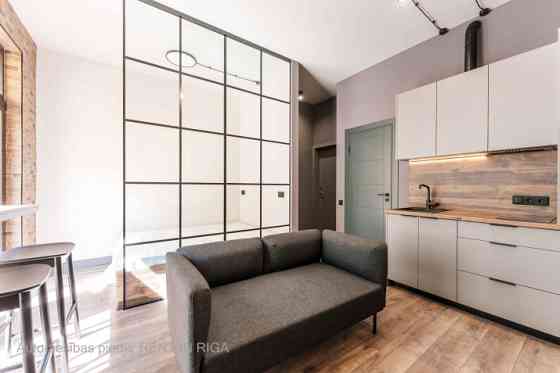 A modern and meticulously designed studio apartment is available for purchase at Ernesta Birznieka-U Rīga