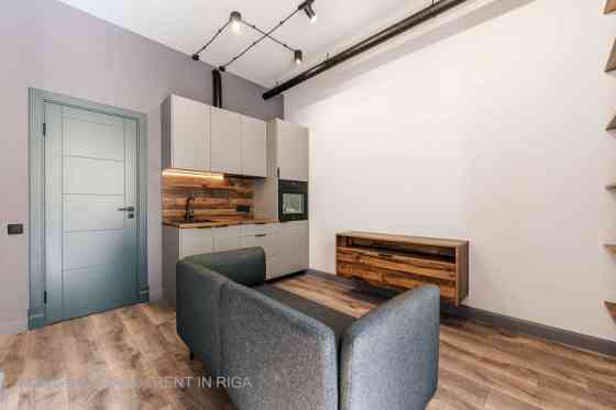 A modern and meticulously designed studio apartment is available for purchase at Ernesta Birznieka-U Rīga