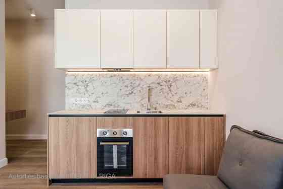 A modern and meticulously designed 2-room apartment is available for reservation at Ernesta Birzniek Rīga