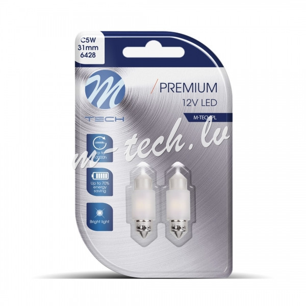 LB360W - Blister M-TECH Premium LB360W - C5W 31mm. 12V 2xSMD2835. CANBUS. White Rīga - foto 1