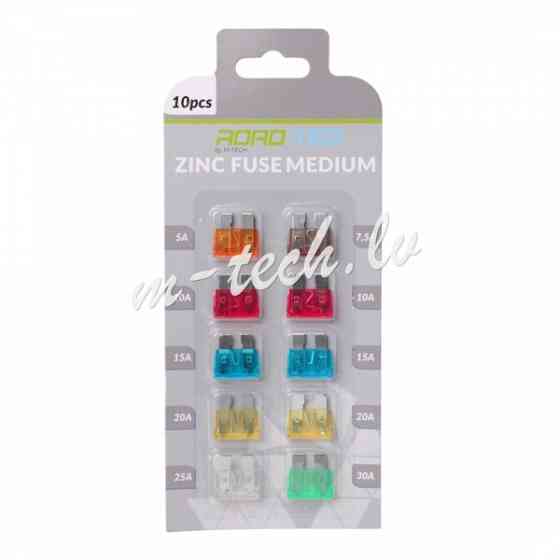 PFS007 - ZINC FUSE MEDIUM BLISTER CARD PACKING  10 PCS (5A. 7.5A. 10A x2. 15A x2. 20A x2. 25A. 30A) Rīga