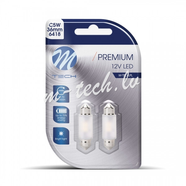LB361W - Blister M-TECH Premium LB361W - C5W 36mm. 12V 2xSMD2835. CANBUS. White Rīga - foto 1