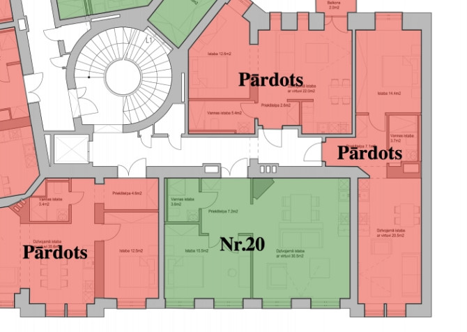 Квартира с элегантными историческими потолками и камином!  В отреставрированном Рига - изображение 9