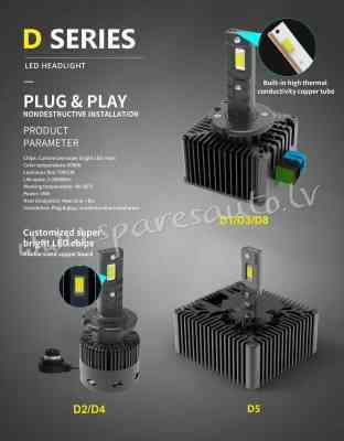 ALLD8 - D8S LED 6000K 35W 9000LM - Spuldzite Led D Series - UNSORTED LED SET Rīga
