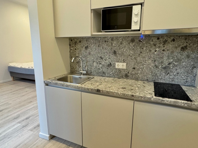 Mēbelēts Studio dzīvoklis Klusajā Centrā ar augstiem griestiem.  Tas atrodās restaurētā Rīga - foto 5