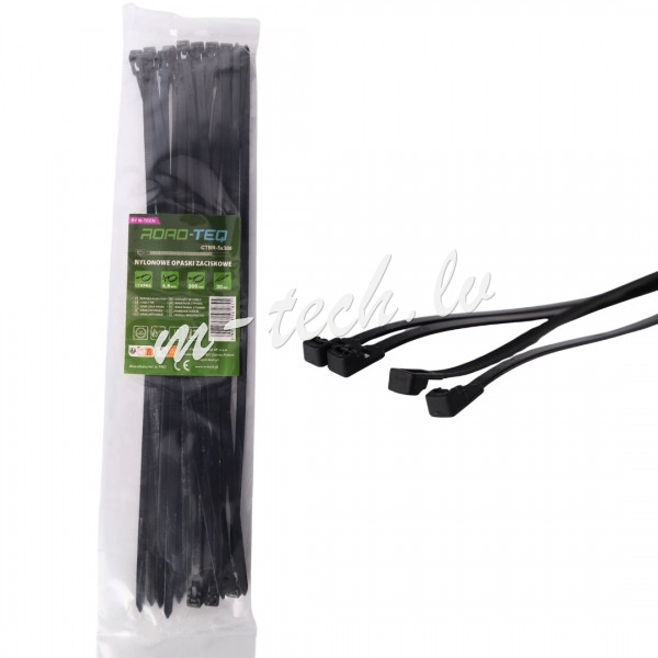 CTBR-5X300 - ROAD-TEQ Reusable Nylon Cable Ties. size: 4.8x300mm 20 pcs. black Rīga - foto 1