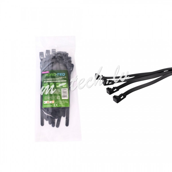 CTBR-8X150 - ROAD-TEQ Reusable Nylon Cable Ties. size: 7.2x150mm 20 pcs. black Rīga - foto 1