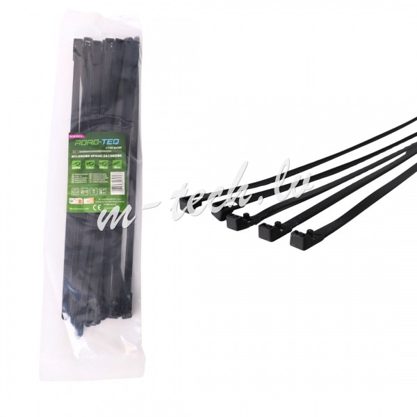 CTBR-8X300 - ROAD-TEQ Reusable Nylon Cable Ties. size: 7.2x300mm 20 pcs. black Rīga - foto 1