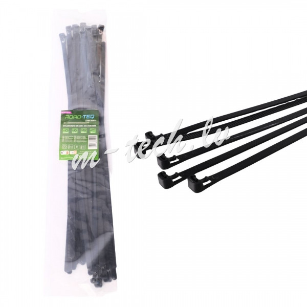 CTBR-8X400 - ROAD-TEQ Reusable Nylon Cable Ties. size: 7.4x400mm 20 pcs. black Rīga - foto 1