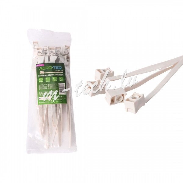 CTGM-8X165 - ROAD-TEQ Quick-Mount Nylon Cable Ties. size: 7.5x165mm 20 pcs. gray Rīga - foto 1
