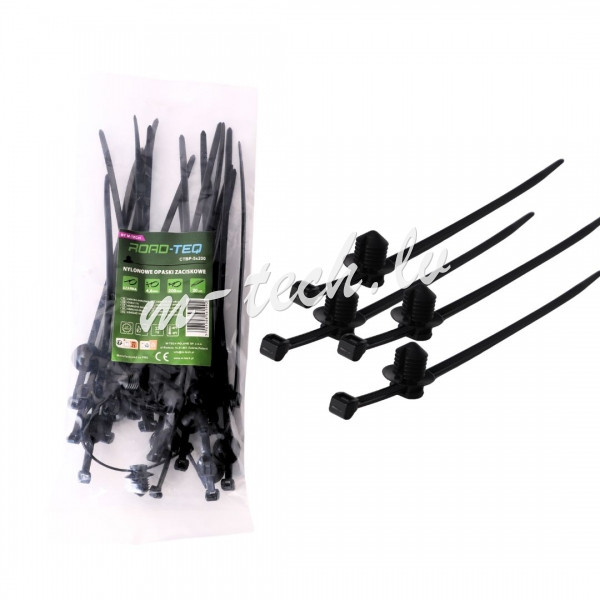CTBP-5X200 - ROAD-TEQ Nylon Cable Ties with P clip type. size: 4.8x200m 20 szt. black Rīga - foto 1
