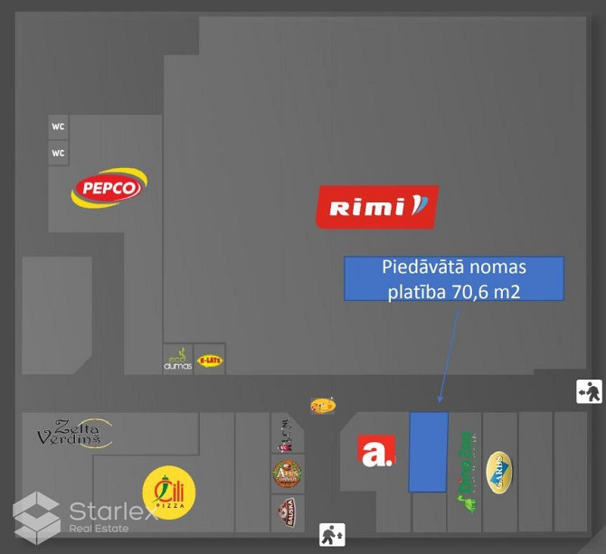 Сдается торговая площадь 70,6 м2 в торговом центре ZOOM, Рига, улица Маскавас 400, 1-й Рига - изображение 4