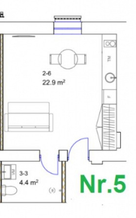 Ilgtermiņa īrei pieejams studio tipa dzīvoklis.  Pārdomāts dzīvokļa plānojums, kas sastāv no koridor Рига - изображение 6