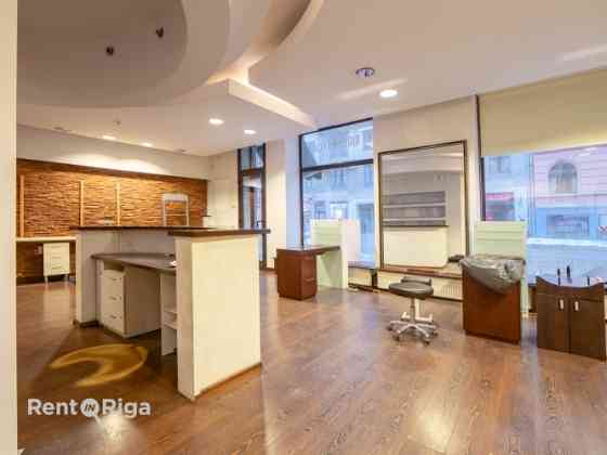 Salon or retail premises with large display windows.  Previously, the premises housed a hairdressing Rīga