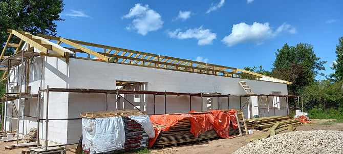 Mūrējam vienstāvu un divstāvu mājas no Aeroc (gāzbetona) blokiem. Veicam ārsienu un starpsienu... Ropaži - foto 7