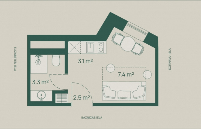 Элегантная студия в Доме Шефеля, улица Базницас 5  Приглашаем вас стать частью Рига - изображение 2
