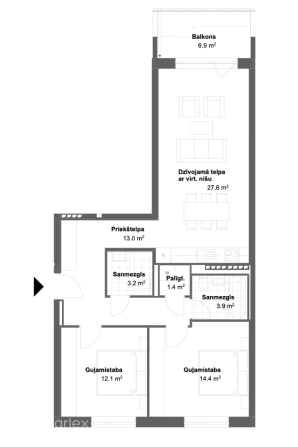 Очаровательная трехкомнатная квартира с балконом на берегу озера Югла.  Дом сдан Рига - изображение 17