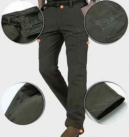 Мужские зимние флисовые тактические брюки-карго, охотничьи, рабочии брюки из софтшелла, тёплые... Рига