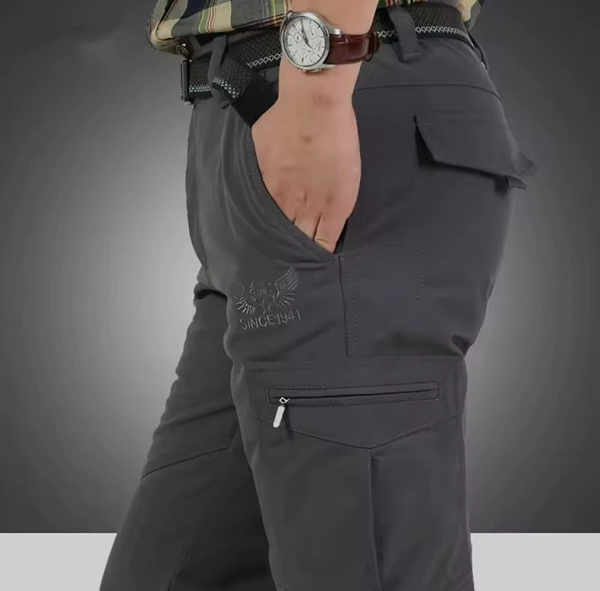 Мужские зимние флисовые тактические брюки-карго, охотничьи, рабочии брюки из софтшелла, тёплые... Рига - изображение 1