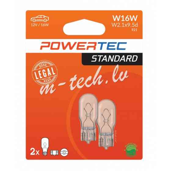 PTZ60-02B - Powertec STANDARD W16W T15 12V 16W W2.1x9.5d Rīga