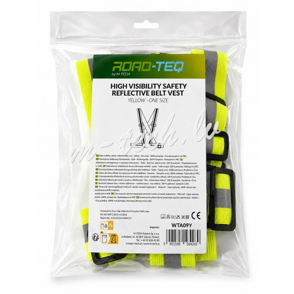 WTA09Y - High visibility safety strap ROAD-TEQ - Yellow - S-XXL Rīga - foto 1
