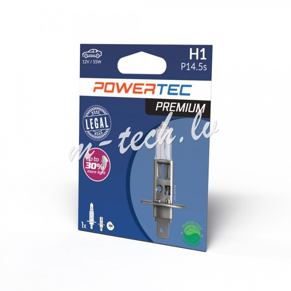 PTPZ01-01B - Żarówka halogenowa POWERTEC PREMIUM H1 12V 55W P14.5s Rīga - foto 1