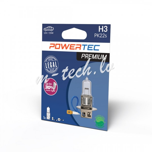PTPZ03-01B - Żarówka halogenowa POWERTEC PREMIUM H3 12V 55W PK22s Rīga - foto 1